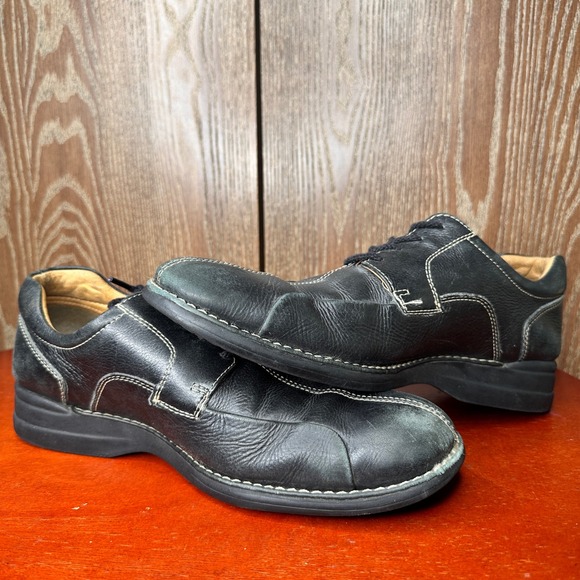 Johnston & Murphy Black Leather Lace Up Oxford Dress Shoes Men 9.5 M Brazil Made - Picture 2 of 9